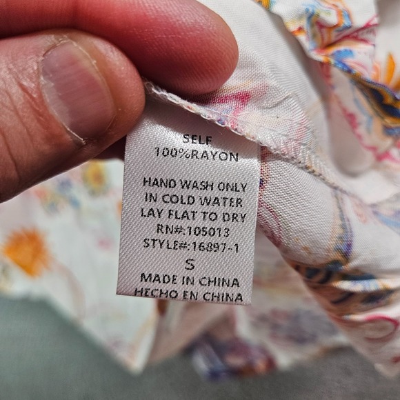 NEW Savanna Jane Top Blouse Women Small Floral Paisley Print Embroidered White - Picture 5 of 9